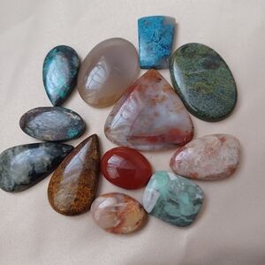 Big 12 Gemstone Cabochons different shapes